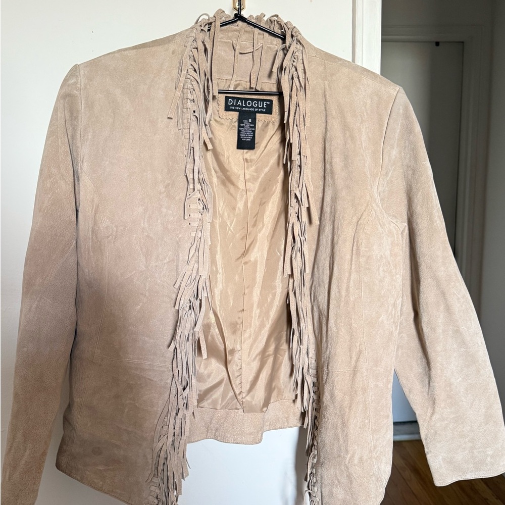 Dialogue 100% Suede Leather Fringe Jacket